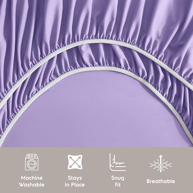 Nestl Twin Sheet Set - 1800 Ultra-Soft Microfiber Twin Bed Sheets - Double Brushed - Deep Pockets - Easy Fit - Extra Soft - 3 Piece Set - Bedding Sheets & Pillowcases (Twin, Lavender)
