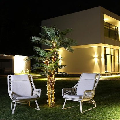 Artificial Palm Tree for Outdoor 8ft Tall UV Resistant Fake Tropical Golden Cane Palm Tree Large Faux Palm Plants for Outside Patio, Poolside, Lawn, Porch and Home Office Indoor Decor, Set of 1