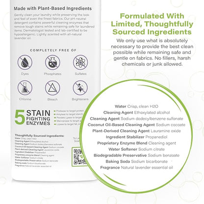 Heritage Park Luxury Laundry Detergent | Dermatologist Tested Plant based Natural & Enzyme Laundry Detergent | Sensitive Skin Friendly - Lavender Mist (4 fl oz Trial Size)