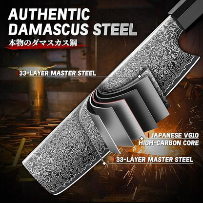 TIVOLI Damascus Nakiri Knife, Hand-ground Sharp Edge Meat Cleaver Kitchen Knives with 67-Layer Hand-Forged VG10 High Carbon Steel for Chopping Vegetable, Octagonal Handle，GIft for Dad,Mom