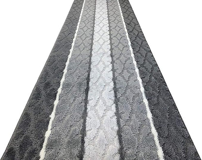 ORFA HOME Custom Cut Hallway Runner Rug, Slip Resistant, 31 Inch Wide X Your Choice of Length, Damask Anthracite, 31 Inch X 24 feet
