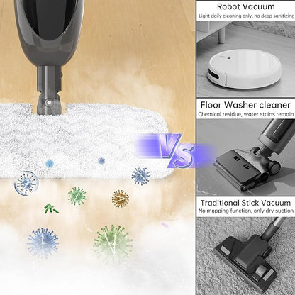 12 in 1 Steam Mop,Detachable Handheld Steam Cleaner for Hardwood Floors, Tile, Carpet, Clothes, Windows & Furniture, Lightweight Floor Steamer with 15S Fast Heat-Up & Adjustable Steam