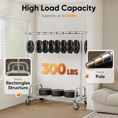 HOKEEPER Clothing Rack, Portable Clothes Rack for Hanging Clothes with Lockable Wheels, Commercial Heavy Duty Garment Rack for Bedroom, Living Room, Laundry, Balcony 18" D x 59.8" W x 62.9" H