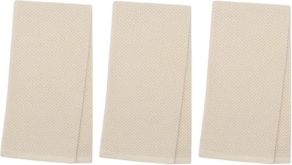 Mia's Dream Soft Absorbent Cotton Waffle Weave Kitchen Dish Cloth Washcloth, 13x28 inch 3 Pack (Beige)
