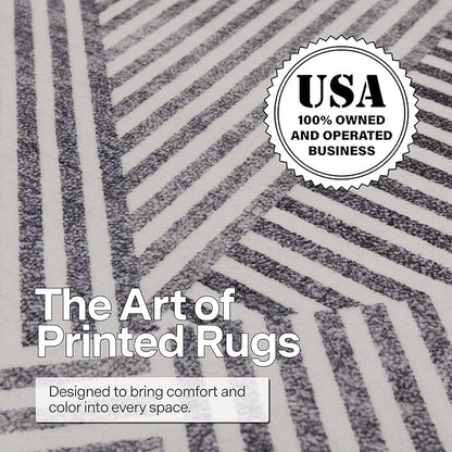 ReaLife Rugs Machine Washable Area Rug Runner - Living Room Bedroom Bathroom Kitchen Entryway Office - Padded Low Pile Stain Resistant Premium - Modern Geometric Contemporary - Miles - Gray 2'6"x10'