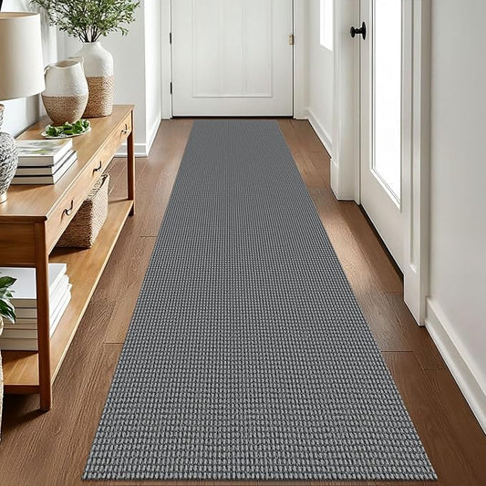 EARTHALL Woven Runner Rug 2x8 Ft Washable Runners for Hallways Cotton Non Slip Rubber Backed Kitchen Runner Braided Indoor Floor Carpet for Entryway, Hallway, Kitchen, Bedroom, Dark Gray