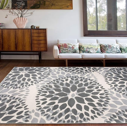 Rugshop Modern Floral Circles Design for Living Room,Bedroom,Home Office,Kitchen Non Shedding Area Rug 10' x 14' Gray