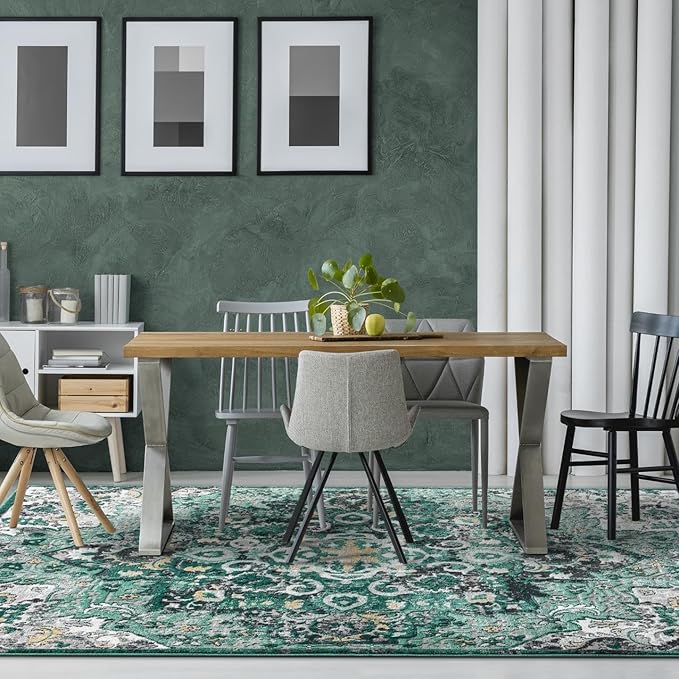 LUXE WEAVERS Moroccan Green 4x5 Medallion Area Rug for Living Rooms