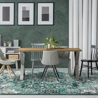 LUXE WEAVERS Moroccan Green 4x5 Medallion Area Rug for Living Rooms