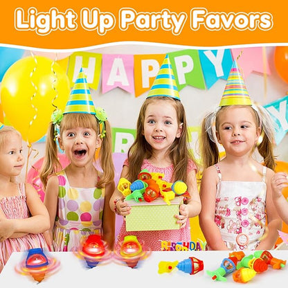 24PCS Light Up Spinning Tops Glow Party Favors for Kids 3-5 4-8 8-12 Valentine Goodie Bag Stuffers Birthday Return Gifts Classroom Treasure Box Toys Carnival Prize Fidget Spinner Bulk Toddler Boy Girl