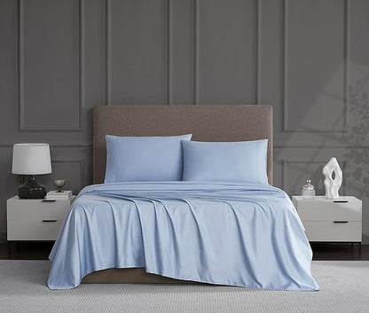 Linen Closet Luxury Cotton 1200 Thread Count Hotel Luxury 4-Piece Sheet Set, Full, Blue