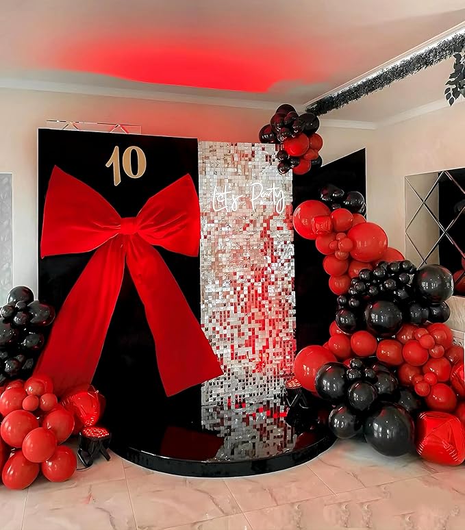 Red Black and White Balloons, 75PCS Red and Black Balloons, 12in and 5in Red White and Black Latex Party Balloons for Casino Theme Party, New Years, Graduation Decorations