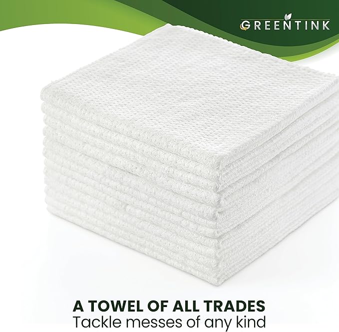 Eco-Friendly Reusable Dish Cloth Set – 10-Pk Multipurpose Kitchen Cleaning Cloth Made from Recycled Materials – Absorbent, Dish Towels & Non-Scratch Cleaning Rags, 12x12 in.