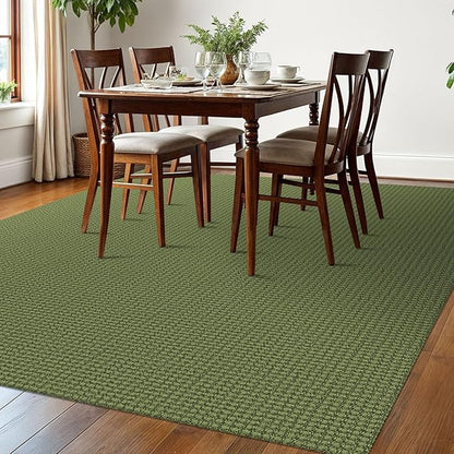 EARTHALL Woven Area Rugs 6x9 Ft Washable Living Room Rugs Non Slip Rubber Backed Dining Room Rug Braided Bedroom Rugs Indoor Floor Carpet for Living Room, Bedroom, Dining Room, Green