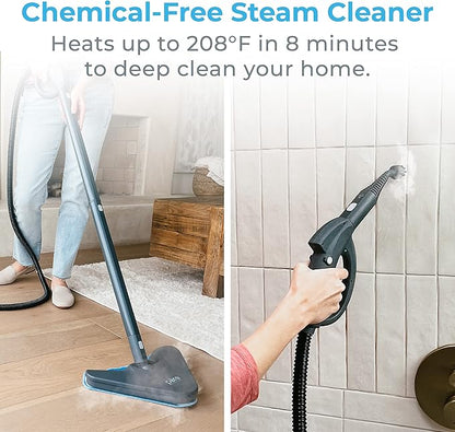 Pure Enrichment PureClean Steam Cleaner with 17 Accessories, Multi-Purpose Household Rolling Steamer for Chemical-Free Deep Cleaning of Floors, Upholstery, Windows, Grout, Grills, Cars, and More
