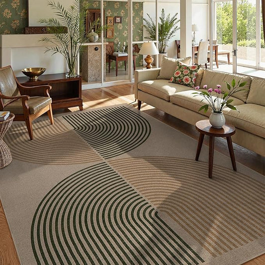 Lahome Modern Rainbow Easy Jute Rug, 6x9 Rug for Living Room Washable Indoor Outdoor Patio Rug, Farmhouse Rug for Bedroom Non Slip Contemporary Carpet for Backyard Deck Office Decor