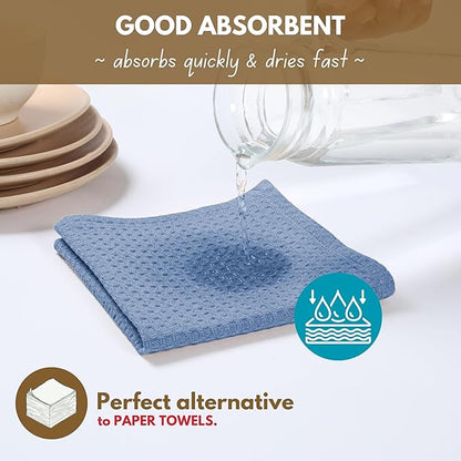 Native Fab 100% Cotton Kitchen Towels - 12 Pack, 16"x26", Absorbent, Quick-Dry, Durable, Washable Tea Towel with Hanging Loop - Cleaning Dish Towels for Home, Restaurant, Bar, Everyday Use, Light Blue