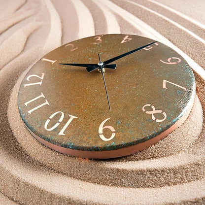 Handmade Pure Copper Wall Clock for Home Decoration, Decor Clock for Living Room, Bedroom and Kitchen, Rustic Decorative Mural Clock Art for Farmhouse (Rusty Numbers, 11)