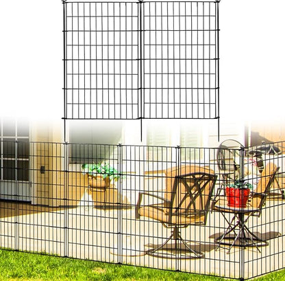 ARIFARO Decorative Garden Fence 4 Panels+1Gate 40in(H) x28in(W) No dig Animal Barrier Fencing,Pet Fence Rustproof Metal Wire Panel Border for Dog,Rabbits, and Patio(with gate)