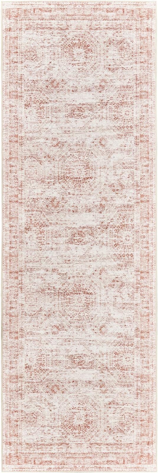 Long Bathroom Rugs Runner - Washable Runner Rugs for Hallway 2x10, Ultra-Thin Soft Kitchen Carpet Runner, Anti Slip Backing Runner Rugs for Entrance, Bedroom, Living Room(2'x10', Pink/Ivory)
