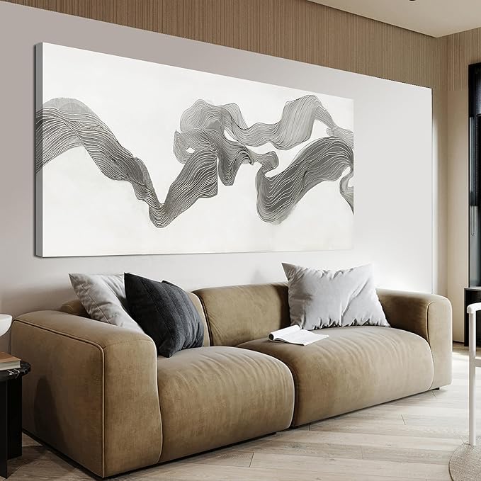 Abstract Wall Art Decor Large Modern Wall Art Decorations Wall Art Pictures for Living Room Abstract Canvas Art Wall Decor Gray White Wall Art Prints Artwork for Walls Bedroom Office Decor 24" X 48"