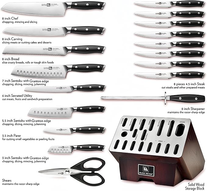 Stahl 19 Piece High Carbon Exclusive German Steel Knife Block Set (Black)