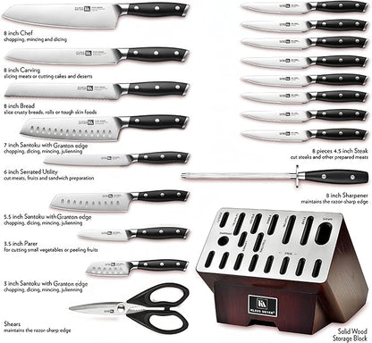 Stahl 19 Piece High Carbon Exclusive German Steel Knife Block Set (Black)