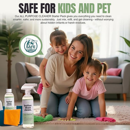 All Purpose Cleaner Starter Pack – Plant-Based, Fragrance Free, Empty Refillable, Cleaning Kit with 8oz Concentrate & 16oz Spray Bottle