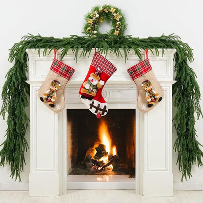 Christmas Norfolk Pine Garland, 2PCS 9Ft Real Touch Artificial Pine Greenery Christmas Garlands for Table Fireplace Wall Home Indoor Outdoor Decoration