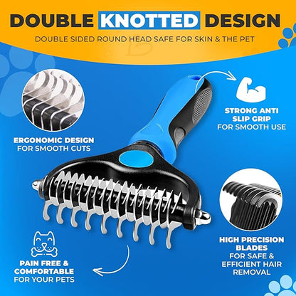 Pet Hair Removal Glove + Hair Brush Set – Dog Grooming Gloves for Shedding, Cat Grooming Brush, Cat Hair Brush – Pet Hair Remover Glove for Dogs & Cats, Dog Shedding Tool for All Coats