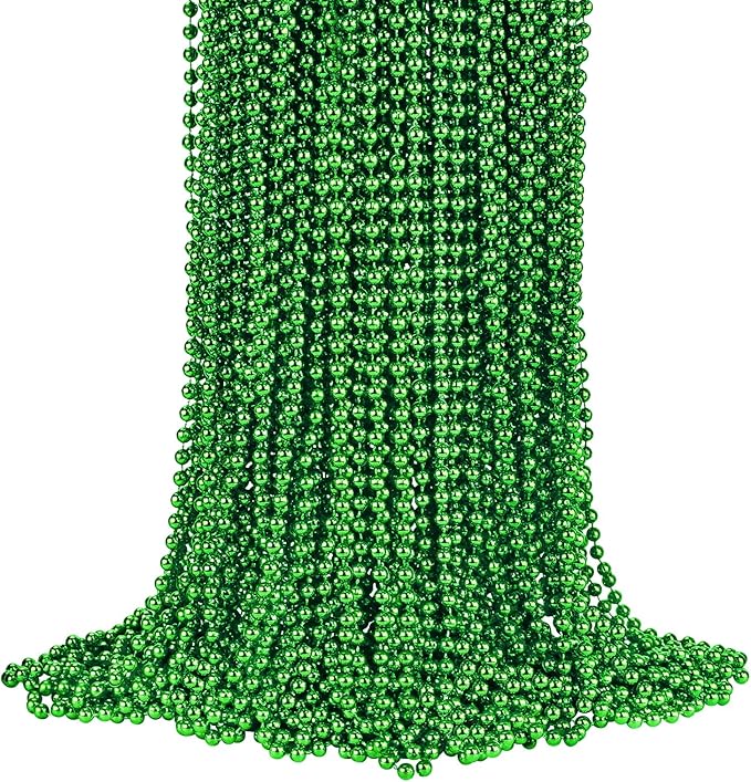 72 PCS St. Patricks Day Beads Necklace, Christmas Bead Necklaces, Green Mardi Gras Beads, 33 Inch Green Bead Necklaces for Mardi Gras St. Patricks Day Day Christmas Festive Events, Party Favors