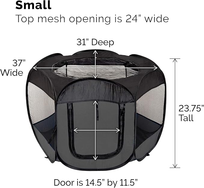 Furhaven Portable Dog Playpen Cat Tent, Pet playground,Kennel foldable indoor outdoor zippered puppy crate - Gray, Small
