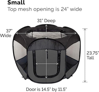Furhaven Portable Dog Playpen Cat Tent, Pet playground,Kennel foldable indoor outdoor zippered puppy crate - Gray, Small