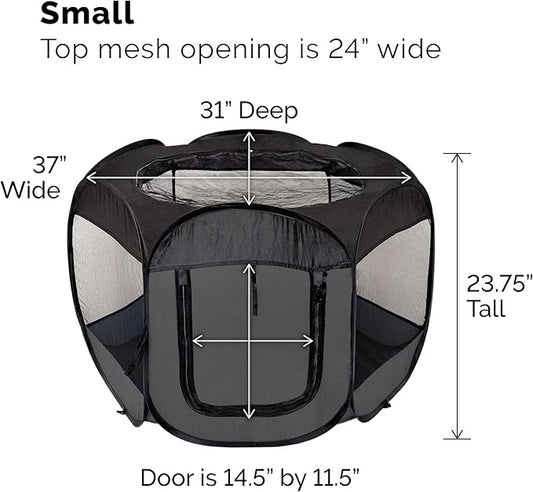 Furhaven Portable Dog Playpen Cat Tent, Pet playground,Kennel foldable indoor outdoor zippered puppy crate - Gray, Small