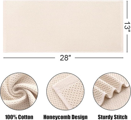 Kitinjoy 100% Cotton Waffle Weave Kitchen Towels, 4-Pack Super Soft and Absorbent Dish Towels for Drying Dishes, Kitchen Hand Towels, 13 in x 28 in, Beige