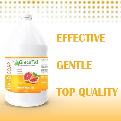GreenFist Foaming Hand Soap Refills Jug Grapefruit Scent Foam Refill Made in USA, 128 ounce (1 Gallon)