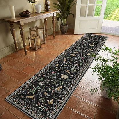 Machine Washable Kitchen Runner Rugs: 2'x10' Hallway Runner Non Slip Low Pile Stain Resistant Soft Carpet Runners for Hallways Indoor Entryway Kitchen Laundry Room Bedroom Farmhouse