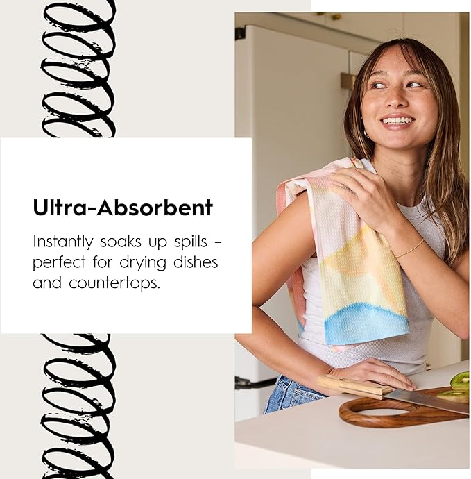 GEOMETRY Bar Towels for Kitchen - Spring & Summer Collection - Premium Towels for Cleaning Dishes & Glassware - Absorbent & Fast Drying Kitchen Towels - Harlequin, 12" x 14" - 1-Piece