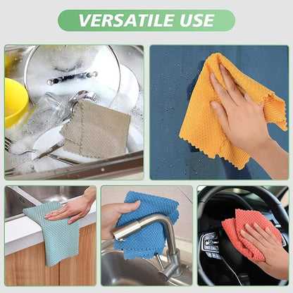 SINLAND Microfiber Dish Cloth for Washing Dishes Rags Best Kitchen Washcloth Cleaning Cloths with Poly Scour Side Popcorn Texture 5 Color Assorted 12Inchx12Inch 5 Pack
