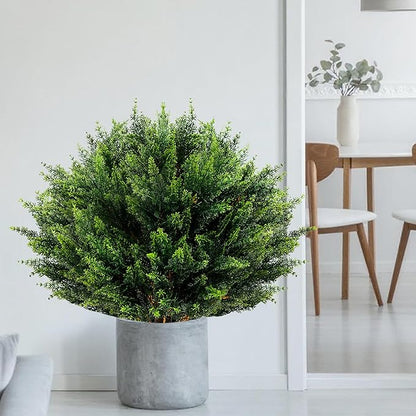 Artificial Cypress Topiary 2 Pack, UV Resistant Artificial Shrub Bushes with Ground Spike, Fake Evergreen Artificial Plant Bush for Front Porch, Garden, Indoor, Outdoor Planters