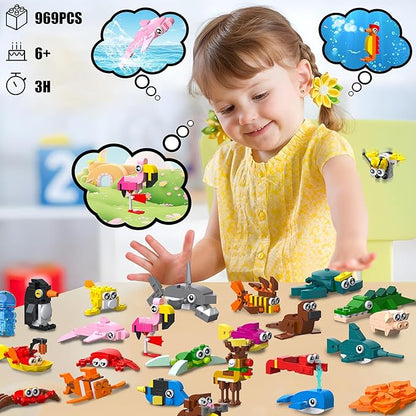 961PCS 8 Pack Party Favors for Kids Building Set,Mini Animals Building Kit Toys,Goodie Bags Stuffers,Christmas Birthday Easter Gifts Ages 6+