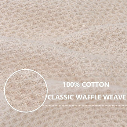 Homaxy 100% Cotton Waffle Weave Kitchen Dish Towels, Ultra Soft Absorbent Quick Drying Cleaning Towel, 20x28 Inches, 8-Pack, Beige