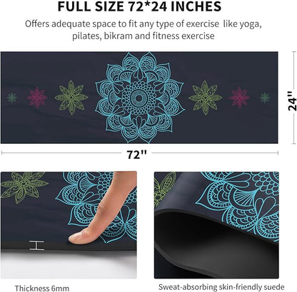 nuveti Yoga Mat Print Extra Thick TPE Non Slip Fitness Exercise Mat with Carrying Bag,72"x24" Extra Thick 6MM Exercise & Workout Mat for Yoga, Pilates Fitness and Floor Exercises