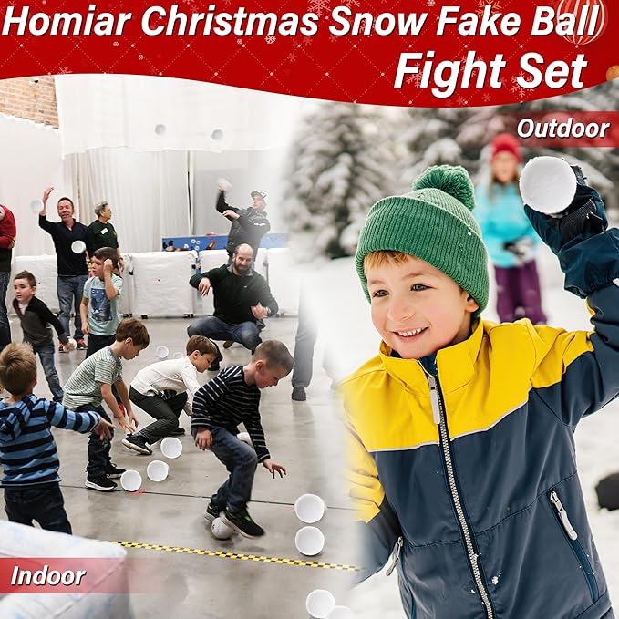 200 PCS Indoor Snow Balls, Soft Fake Snow Balls, Artificial Toss Ball fot Parent Child Interactive Props, Christmas Decorations Party Supplies Winter DIY Home Indoor Outdoor