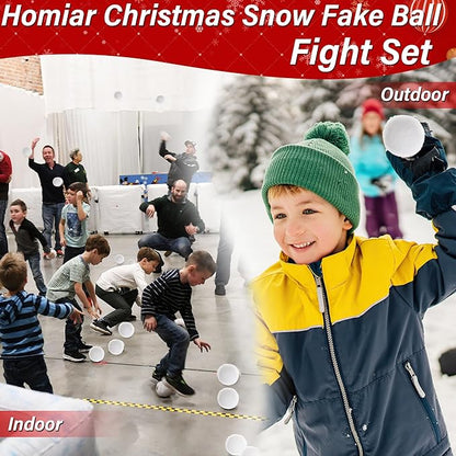 200 PCS Indoor Snow Balls, Soft Fake Snow Balls, Artificial Toss Ball fot Parent Child Interactive Props, Christmas Decorations Party Supplies Winter DIY Home Indoor Outdoor