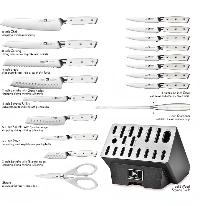 Stahl 19 Piece High Carbon Exclusive German Steel Knife Block Set (White)