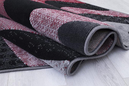 Allstar 8x10 Red and Grey Wave Pattern Modern Area Rug (7' 9" x 9' 8")