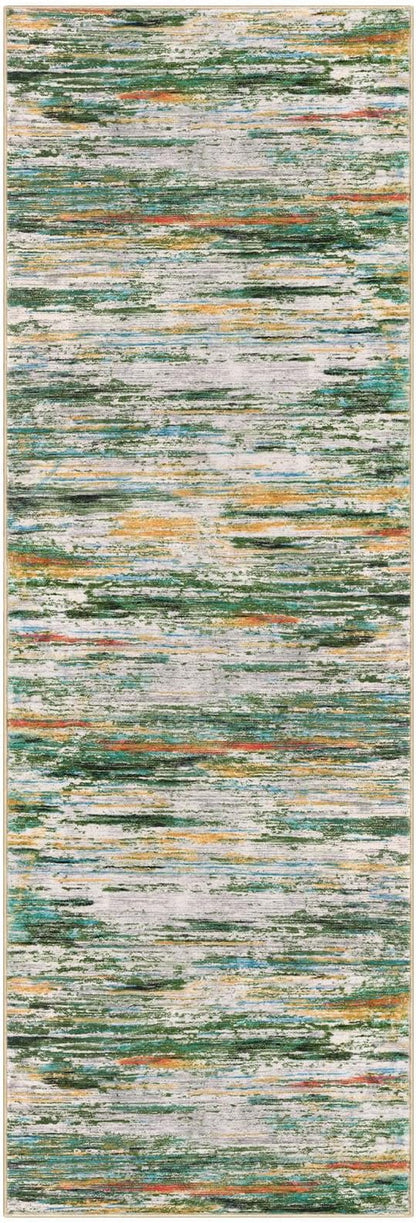 2x6 Modern Abstract Runner Rug for Hallway, Green Teal Orange Multi Super Soft Hallway Decor Kitchen Rugs with Non-Slip, Non-Shedding Washable Rug for Entryway Bedroom Laundry Indoor