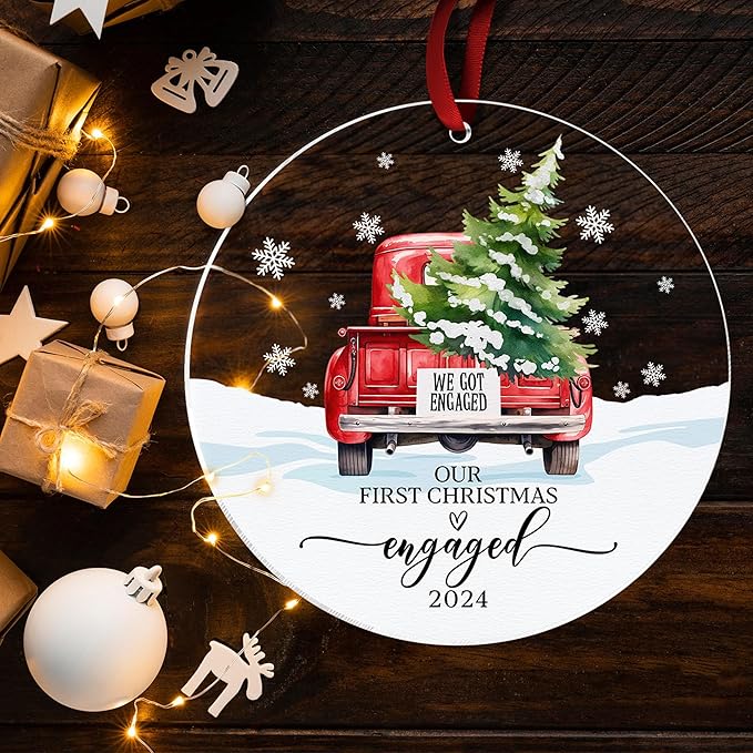 Our First Christmas in Our New Apartment 2025 Xmas Ceramic Ornament - Apartment Decor House Warming Gifts 1st Apartment Christmas Ornament (Engaged Ornament 2)
