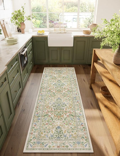 Washable Runner for Hallways Kitchen Rug: 2'6"x8' Runner Rugs Stain Resistant Non Slip Low Pile Soft Carpet Runners Rug for Entryway Indoor Kitchen Hallways Bedroom Beside Laundry Room